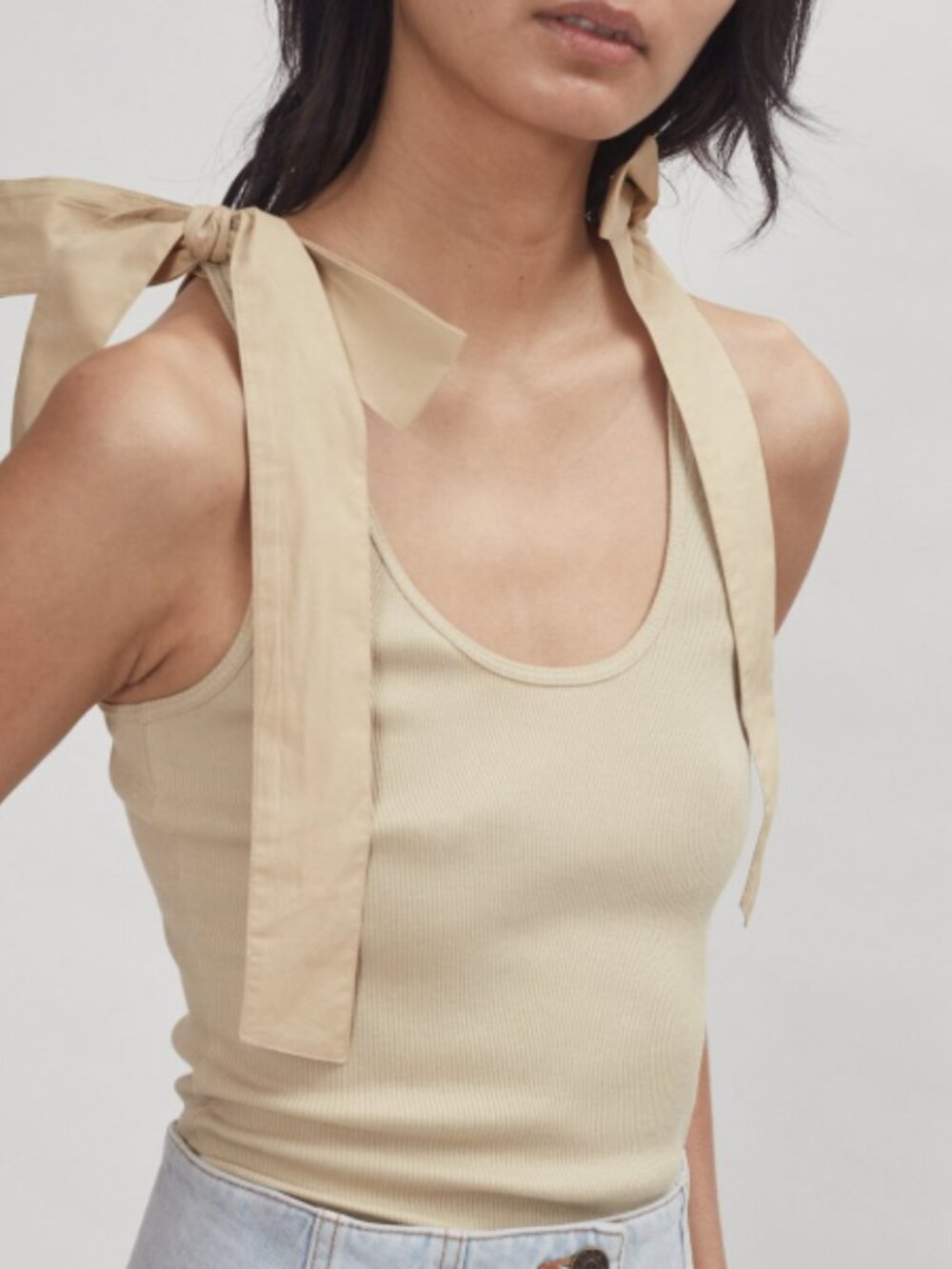 Ulla Johnson Sand Tie-Shoulder Ribbed Tank